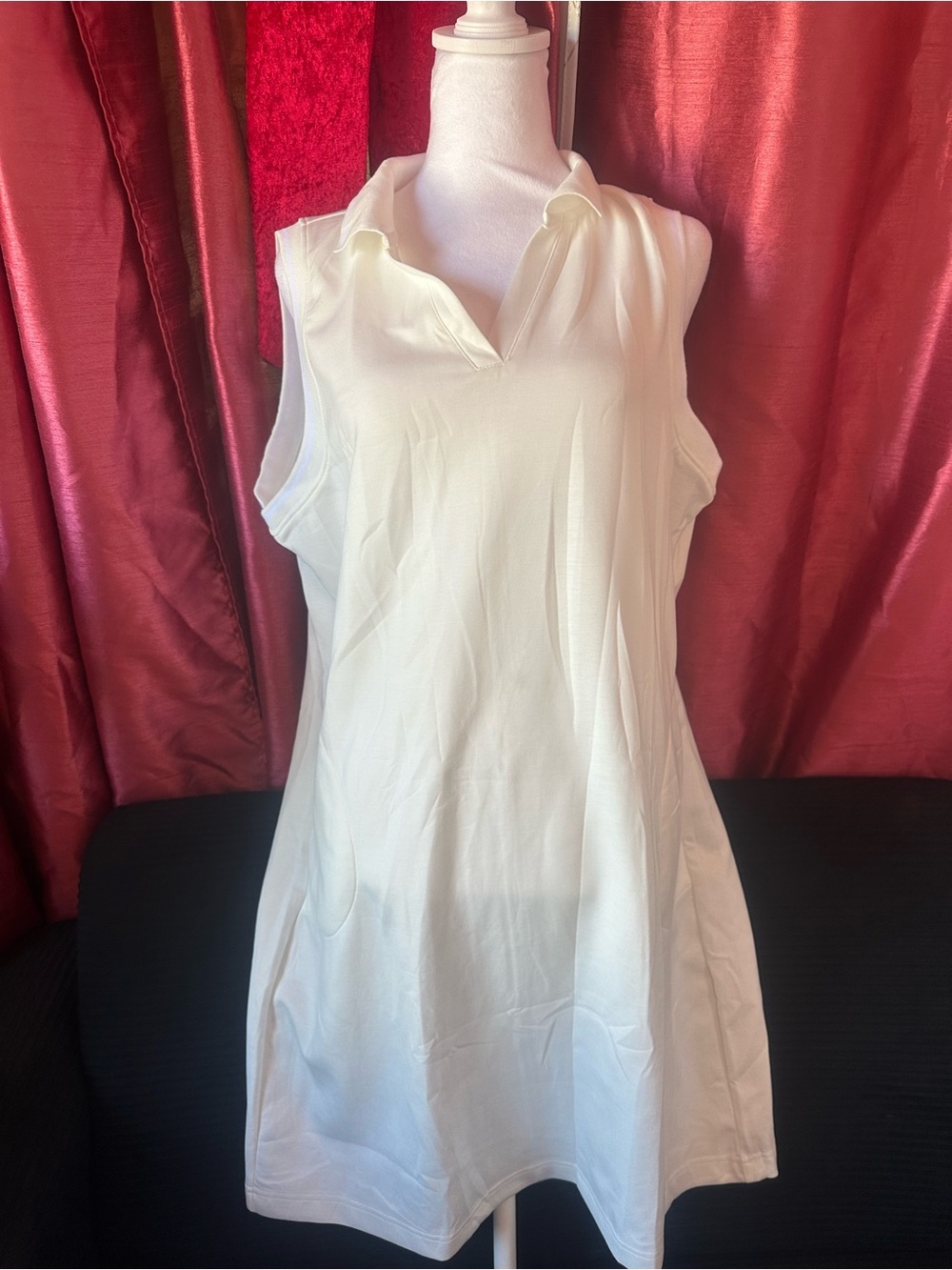 Sleeveless Polo Tunic Top in Cream - Classic Collared Style